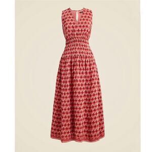 J. Crew Hyacinth Maxi Dress in Block Print Red Pink Floral Print Sz XL